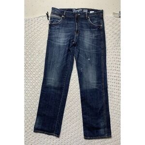 Wrangler Retro Relaxed Straight Jeans‎ Men's 34x36 Aprx 34x35 Blue Denim Western